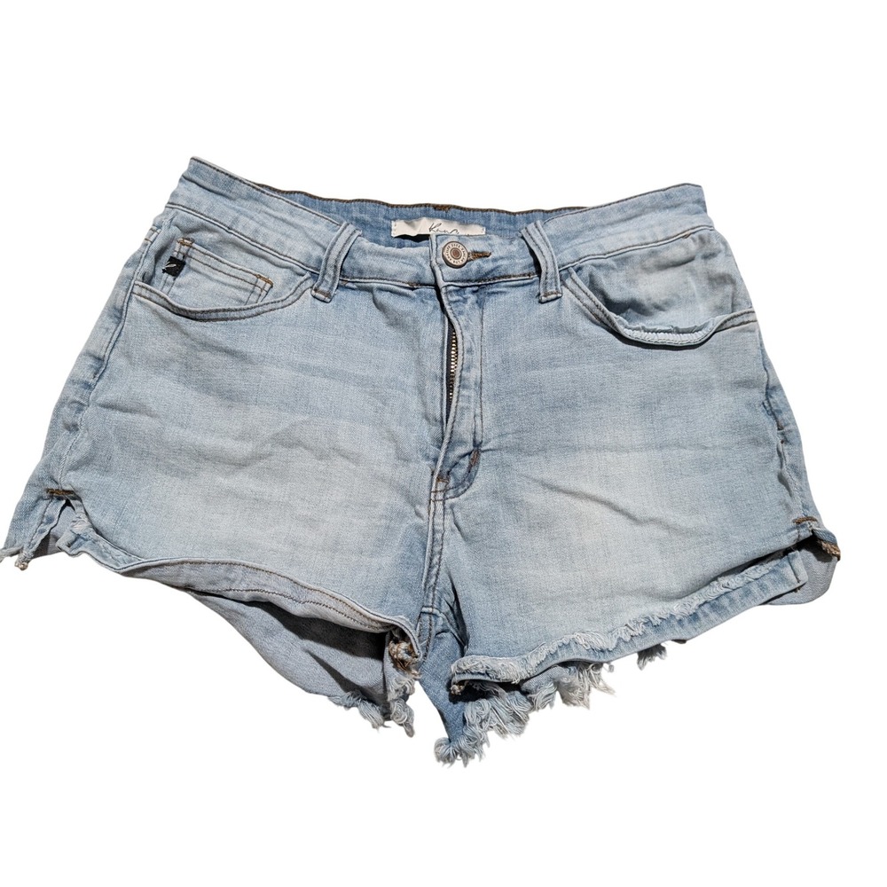 Kancan Denim‎ Shorts Womens 9 28 Blue Distressed Cutoff High Rise Raw Hem